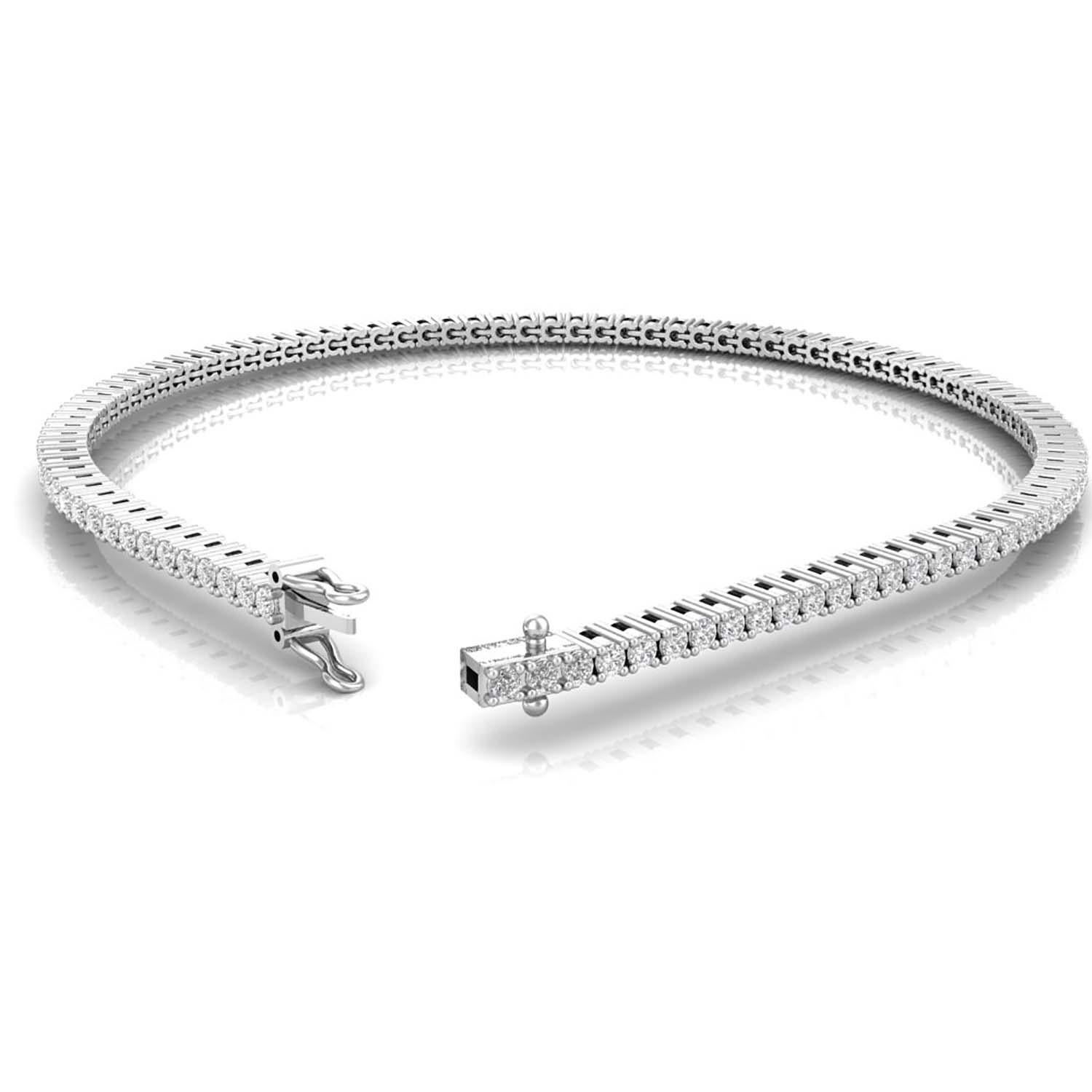 Artisan Bracelet de tennis en or blanc 18kt avec diamants, 7 pouces en vente