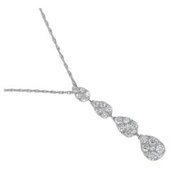 Natural Diamonds 0.50 cts 19 Karat White Gold 4 Cluster Chain Pendant