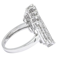 Natural Diamonds 1.50 Carst s18KT White Gold Art Deco Shape Statement Ring