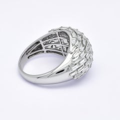 Natural Diamonds 1.50CT  18Kt White Gold  Baguette Multi Band Art Deco Dome Ring