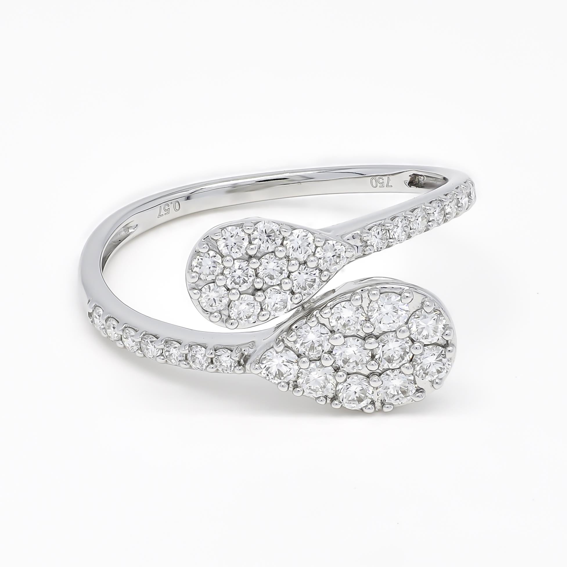 Art Nouveau 18KT White Gold Diamonds Dou Drop Cluster Statement Ring R079366 For Sale