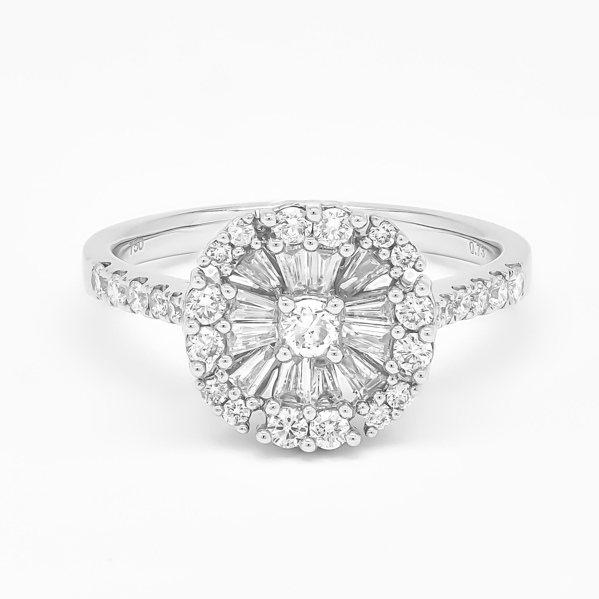 Women's 18KT White Gold Diamonds Flower Star Burst Fashion Ring R074690 For Sale