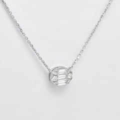 Halskette in ovaler Form mit natürlichem Diamant-Anhänger 0,40 Karat 18KT Weißgold
