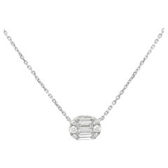 18KT White Gold Diamonds Oval Shape Cluster Fashion Pendant N61370
