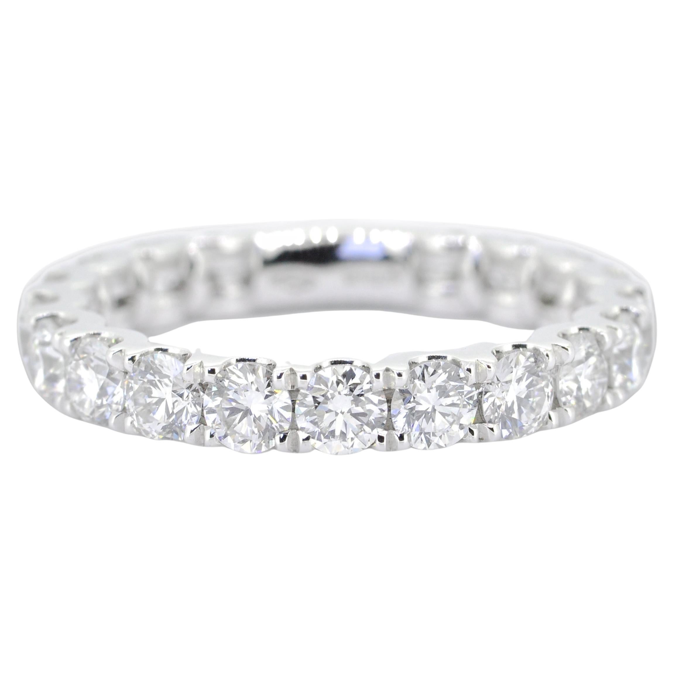 European designer classic full natural diamonds eternity band in 18kt white gold. 

Our diamond eternity rings are one of the most meaningful representations of eternal and everlasting love. A simple band of unending metal set with diamonds to your