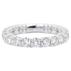 Diamante naturale da 2,24 carati in oro bianco 18KT, fede nuziale a eternità totale