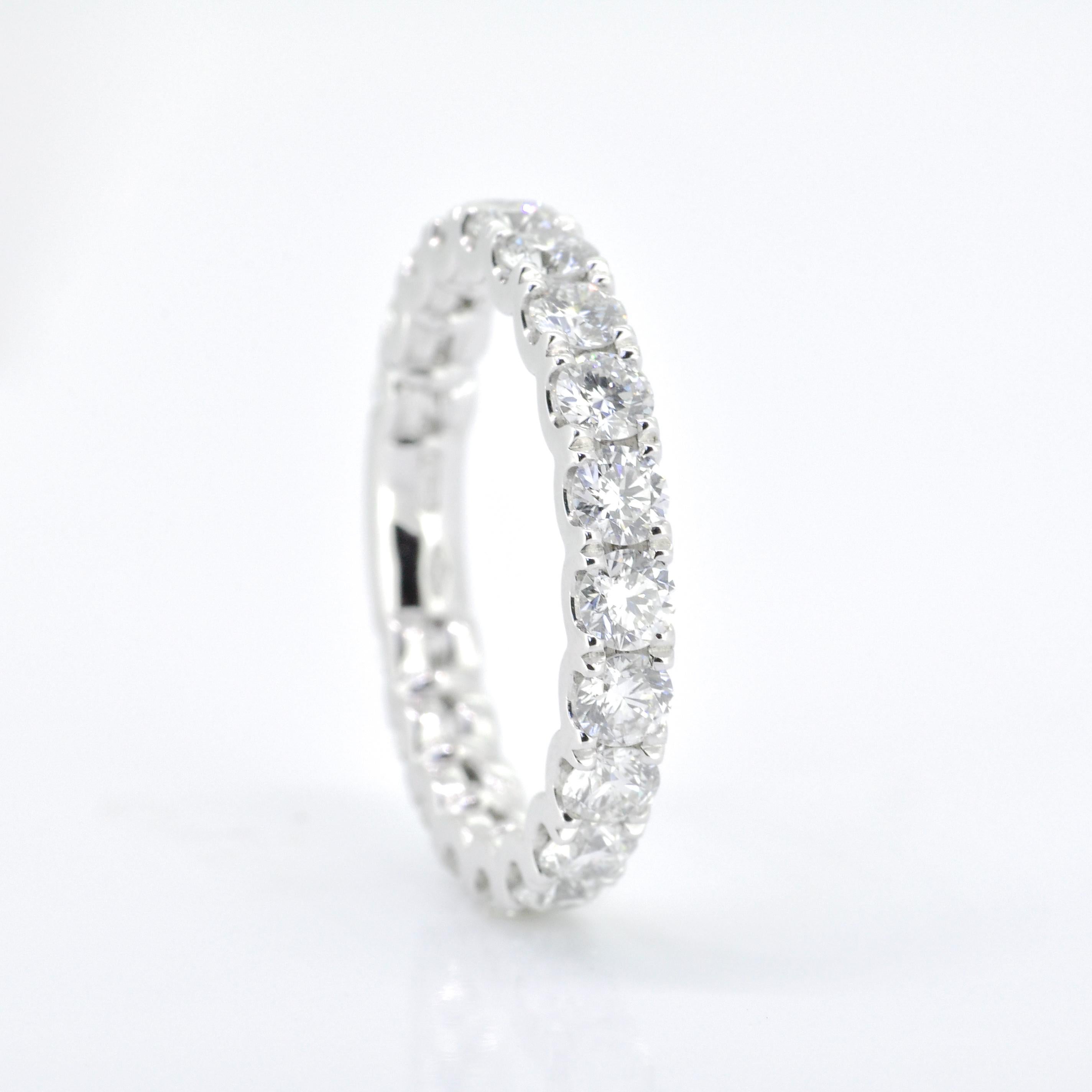 Art Nouveau 18KT White Gold Diamonds Prong Set Forever Fine Eternity Anniversary Band For Sale