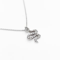 18KT White gold & diamonds snake necklace