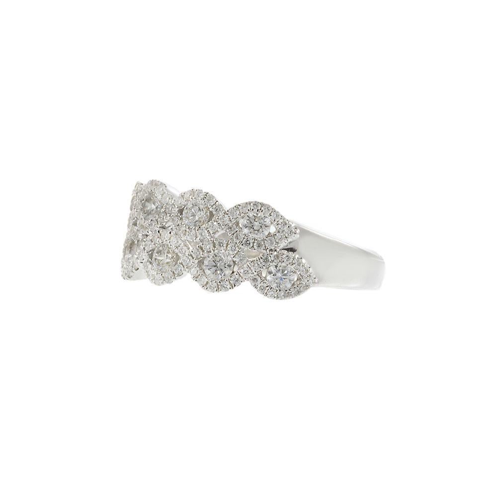 Taglio brillante Fascia con diamante a raggiera a doppia fila in oro bianco 18KT in vendita