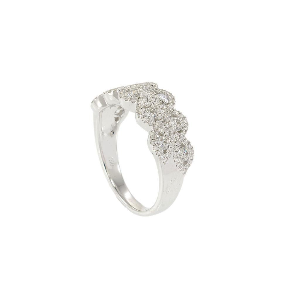 Fascia con diamante a raggiera a doppia fila in oro bianco 18KT in vendita 1