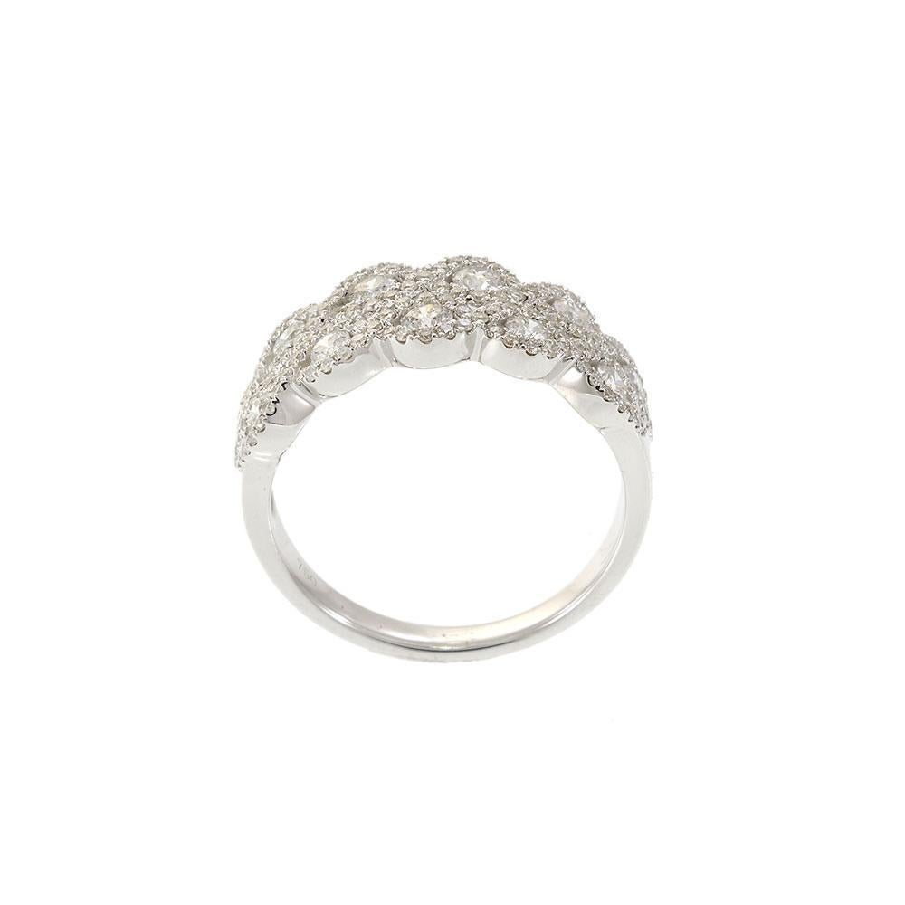Fascia con diamante a raggiera a doppia fila in oro bianco 18KT in vendita 3