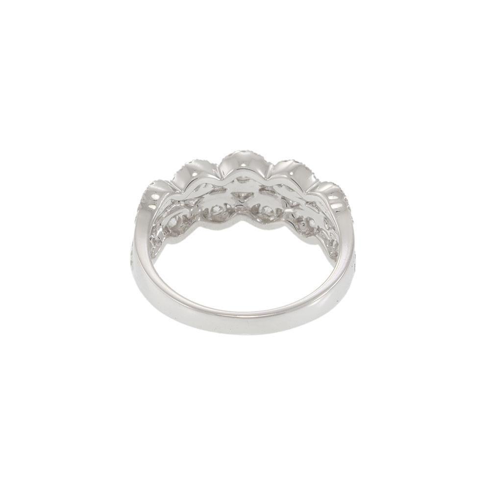 Fascia con diamante a raggiera a doppia fila in oro bianco 18KT in vendita 4