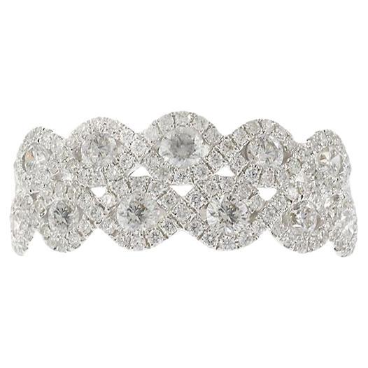 Fascia con diamante a raggiera a doppia fila in oro bianco 18KT