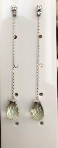 18kt White Gold Drop Earrings with 9.80 ct Amethysts and diamonds
