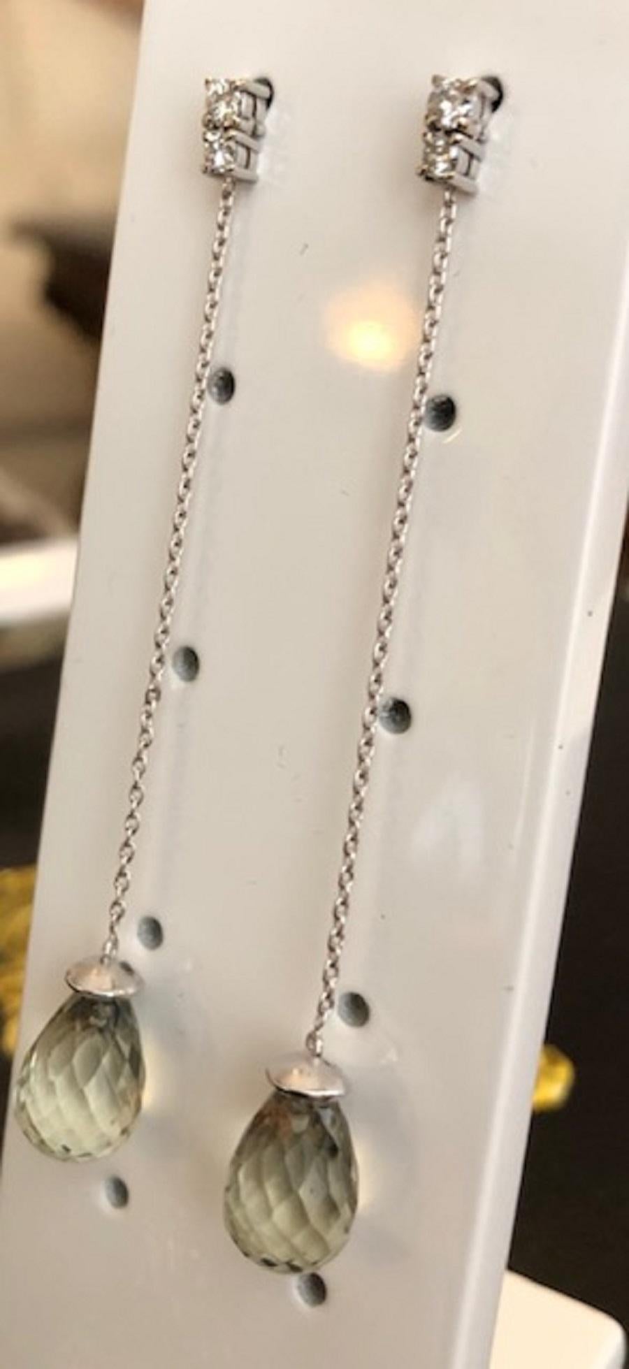 Taglio misto Orecchini pendenti in oro bianco 18kt con ametiste e diamanti da 9,80 carati in vendita