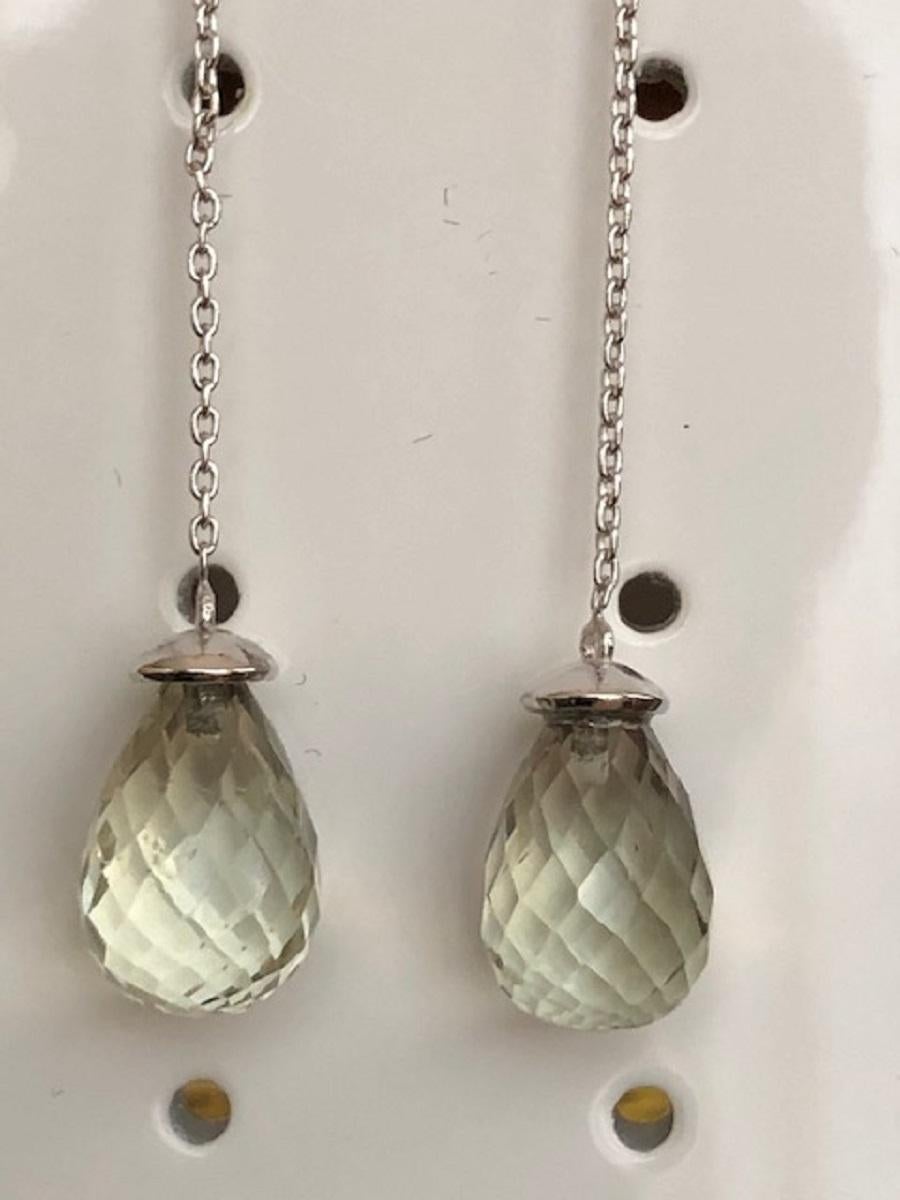 Donna Orecchini pendenti in oro bianco 18kt con ametiste e diamanti da 9,80 carati in vendita