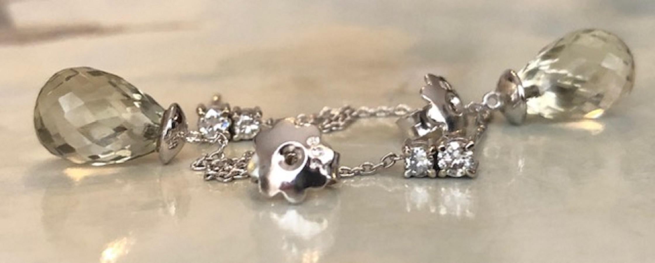 Orecchini pendenti in oro bianco 18kt con ametiste e diamanti da 9,80 carati in vendita 2
