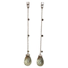 Boucles d'oreilles en or blanc 18 carats avec améthystes et diamants de 9,80 carats