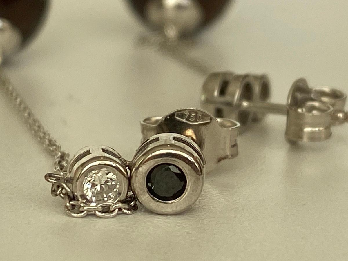 Orecchini pendenti in oro bianco 18kt con quarzo nero, zircone nero e diamanti in vendita 3