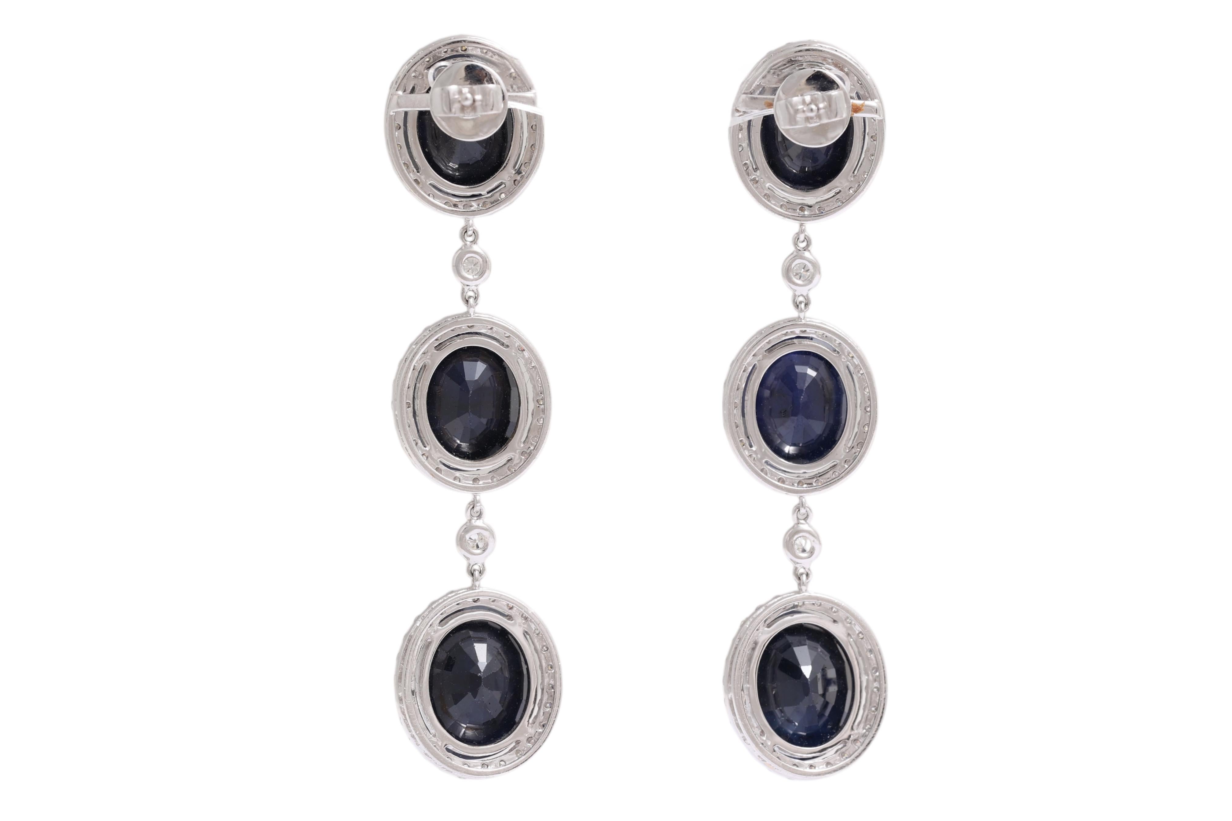 Orecchini in oro bianco 18kt Zaffiro 43,56ct, Diamante 3,51ct in vendita 4