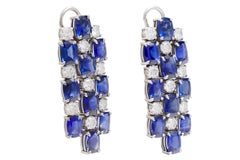 18kt White Gold Earrings with 21.42ct Sapphires, 5.09ct Diamonds, CGL Certified