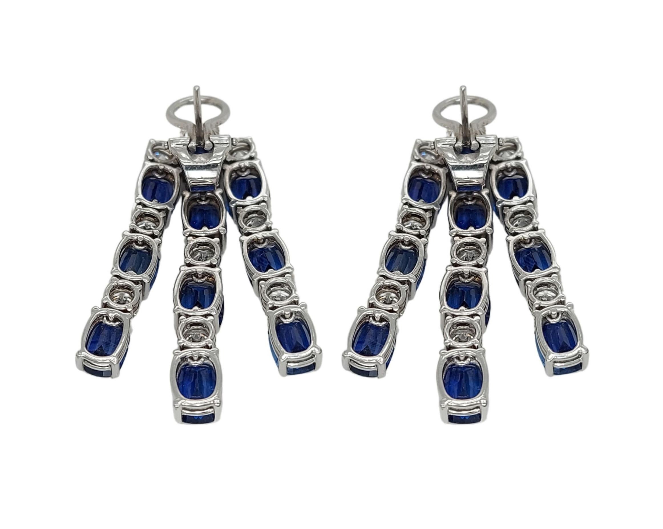 18kt White Gold Earrings with 21.42ct Sapphires, 5.09ct Diamonds, CGL Certified For Sale 1