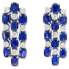 18kt White Gold Earrings with 21.42ct Sapphires, 5.09ct Diamonds, CGL Certified