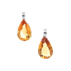 18kt white Gold Earrings with Citrine & Diamonds
