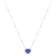 Diana M. 18kt White Gold Earrings with Heart Shape Sapphire & Diamonds