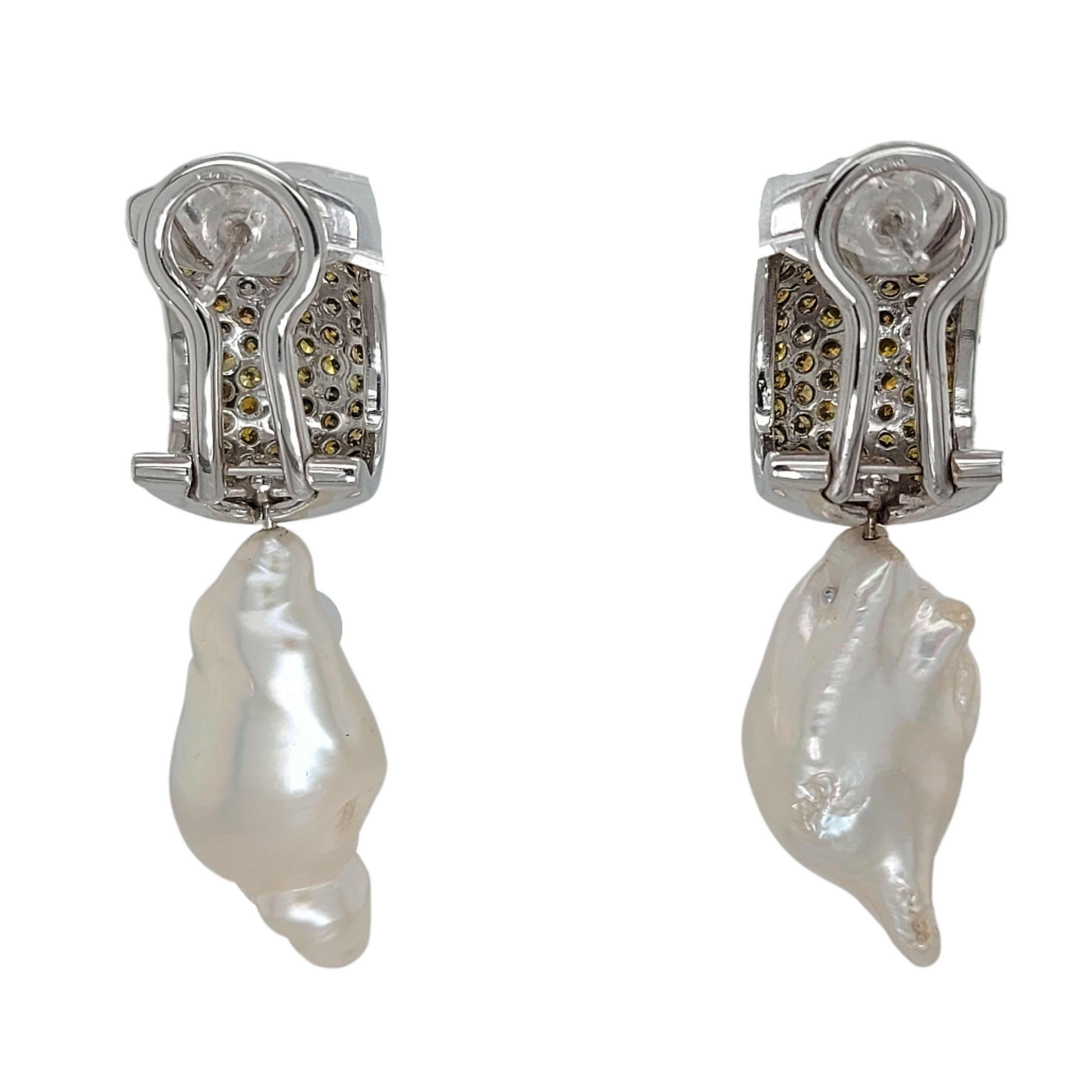 18kt White Gold Earrings with Yellow/Cognac 5.25ct Diamonds & 4 Removable Pieces For Sale 5