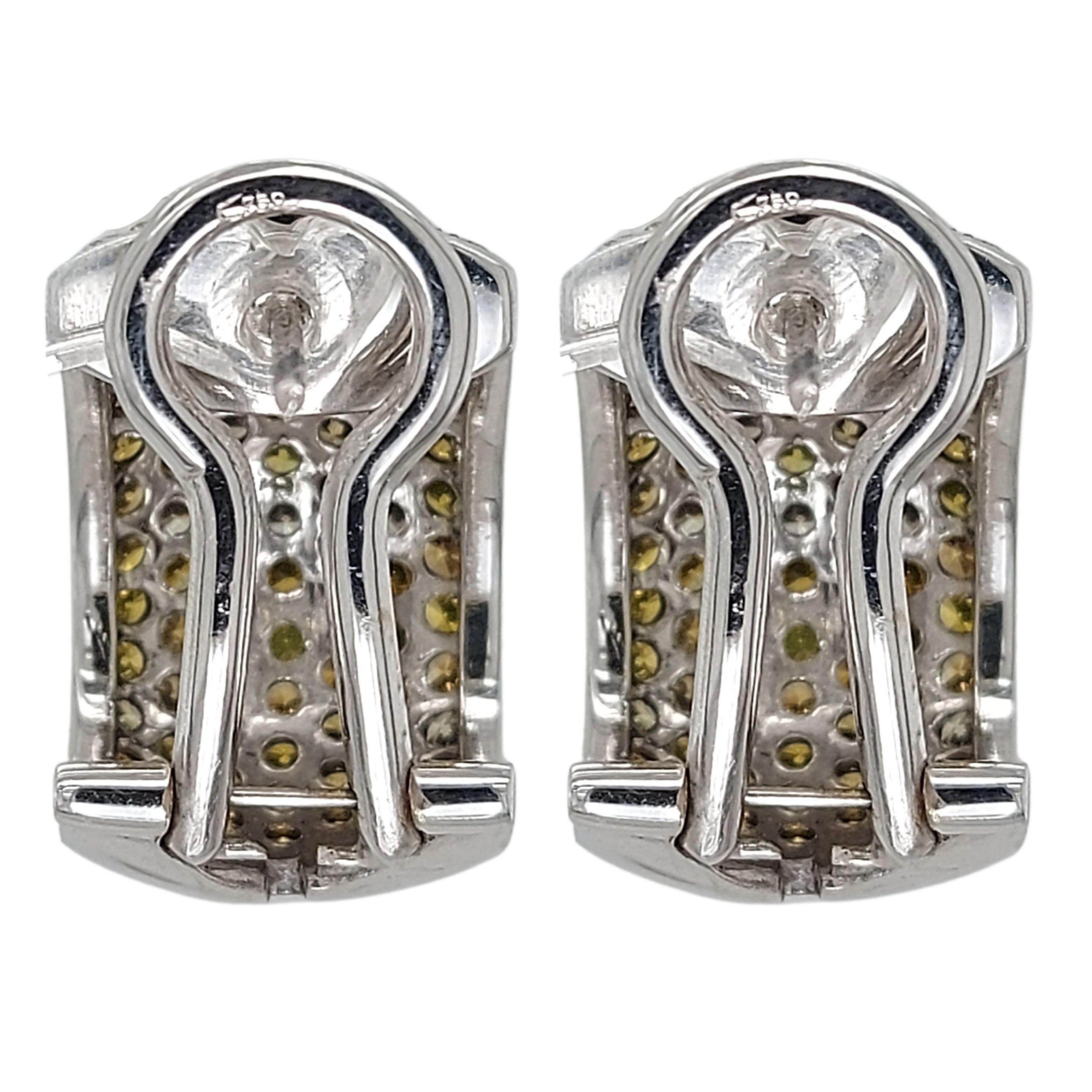 18kt White Gold Earrings with Yellow/Cognac 5.25ct Diamonds & 4 Removable Pieces For Sale 4