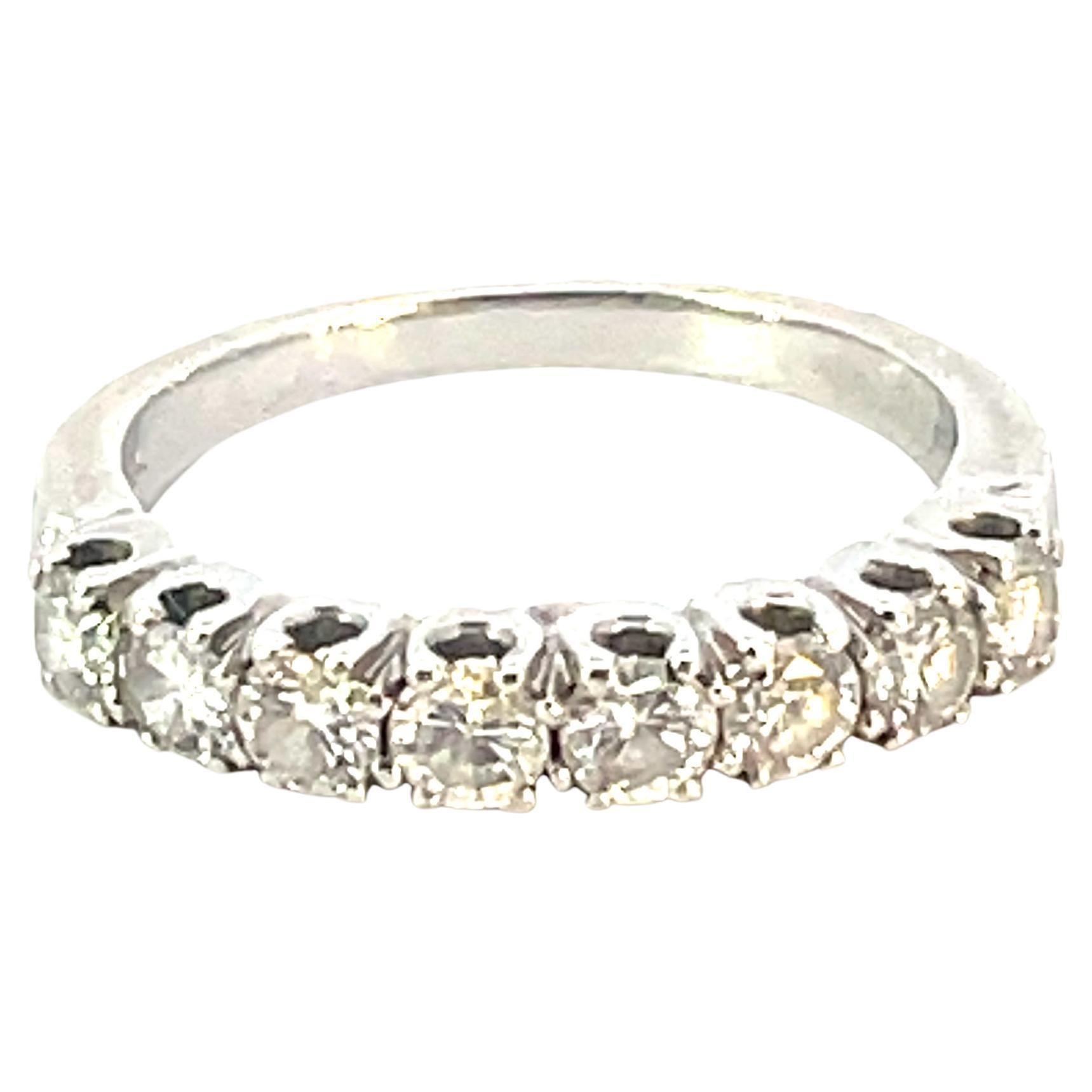 18 Karat White Gold Eight-Stone Diamond Half Eternity Ring 0.56 Carat F Color For Sale