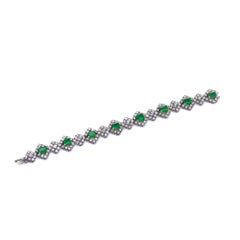 18kt White Gold Emerald and Diamond Bracelet – 8ct Diamonds, 4ct Emeralds