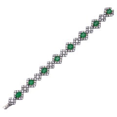 18kt White Gold Emerald and Diamond Bracelet – 8ct Diamonds, 4ct Emeralds