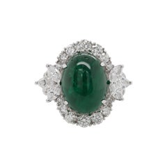 18kt White Gold, Emerald and Diamond Ring