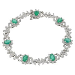 Bracelet d'émeraudes en or blanc 18 carats avec diamants