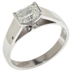 18KT Weißgold Smaragdschliff Diamantring