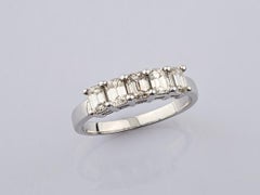 18KT White Gold Emerald Cut Five-Stone Diamond Ring