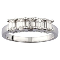 18KT White Gold Emerald Cut Five-Stone Diamond Ring