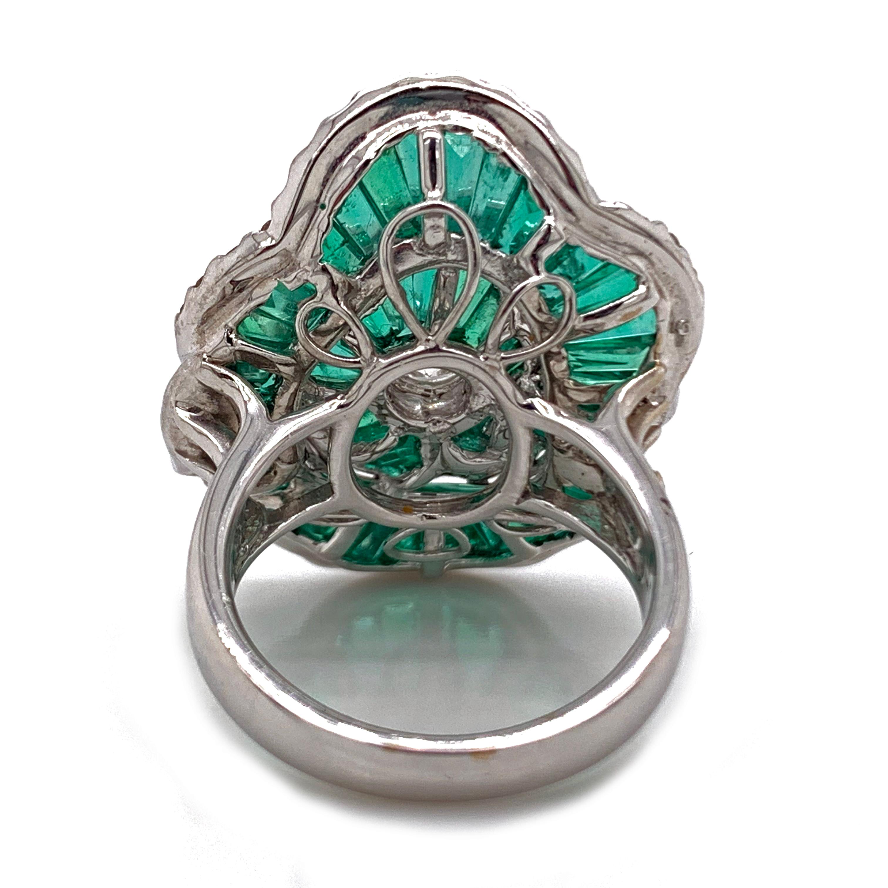 emerald diamond flower ring