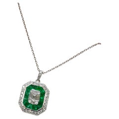 Collar de Esmeraldas y Diamantes de Oro Blanco de 18 KT - EMDN031 INLN