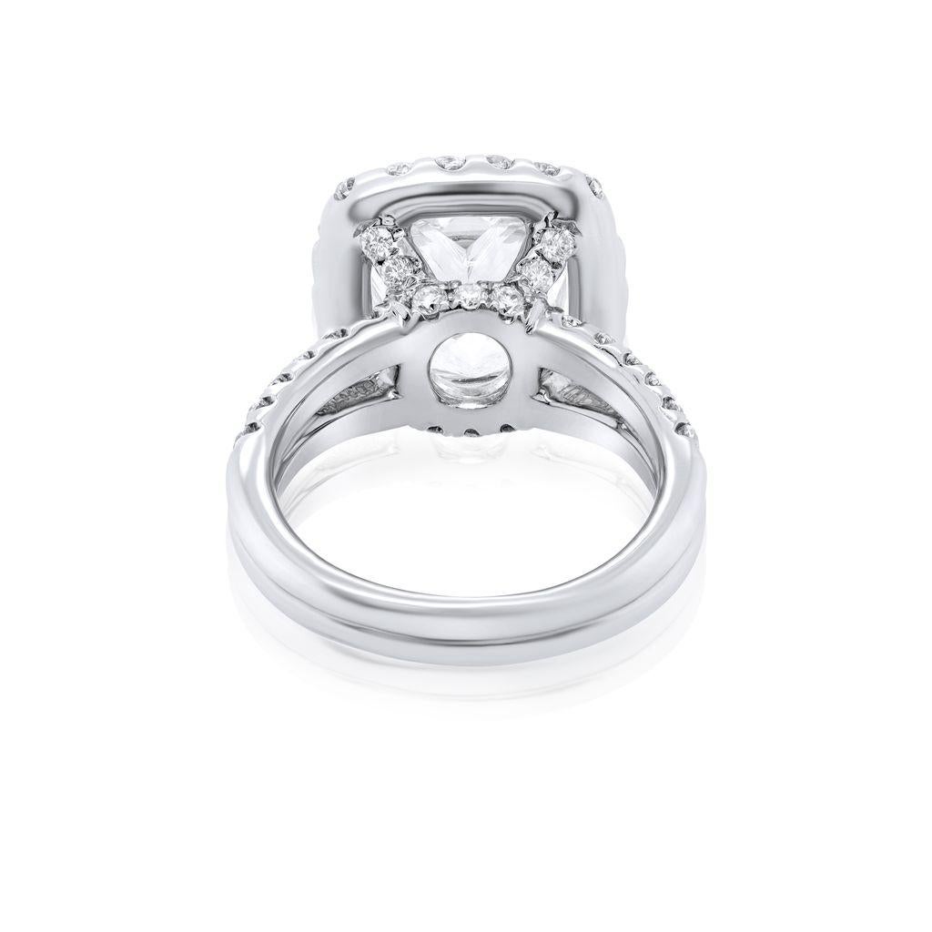 Donna Anello di fidanzamento in oro bianco 18kt con diamante rotondo e taglio a cuscino in vendita