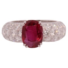 18 Karat White Gold Eternity Ring Diamonds 3.03ct Vivid Red Ruby GRS Certifified