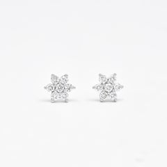 Natural Diamond 0.26 carats 18KT White Gold Starburst Cluster Earrings