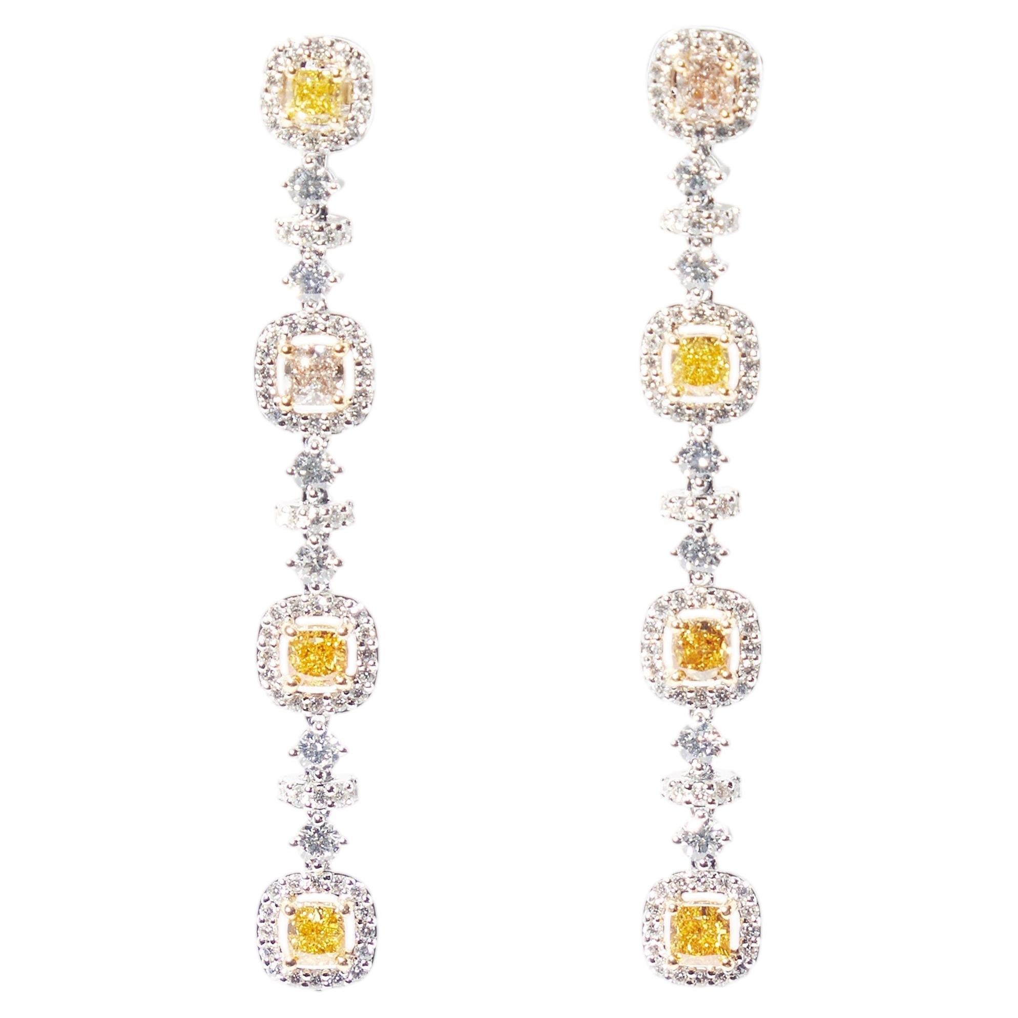 18kt white gold fancy diamond earrings For Sale