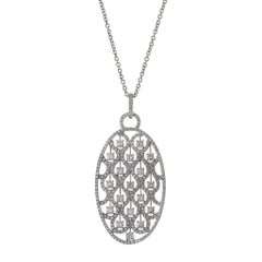 18KT White Gold Fancy Oval Diamond Pendant