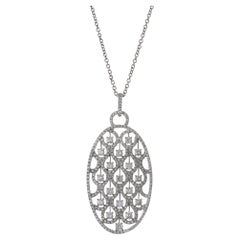 Pendentif en or blanc 18KT avec diamant ovale fantaisie