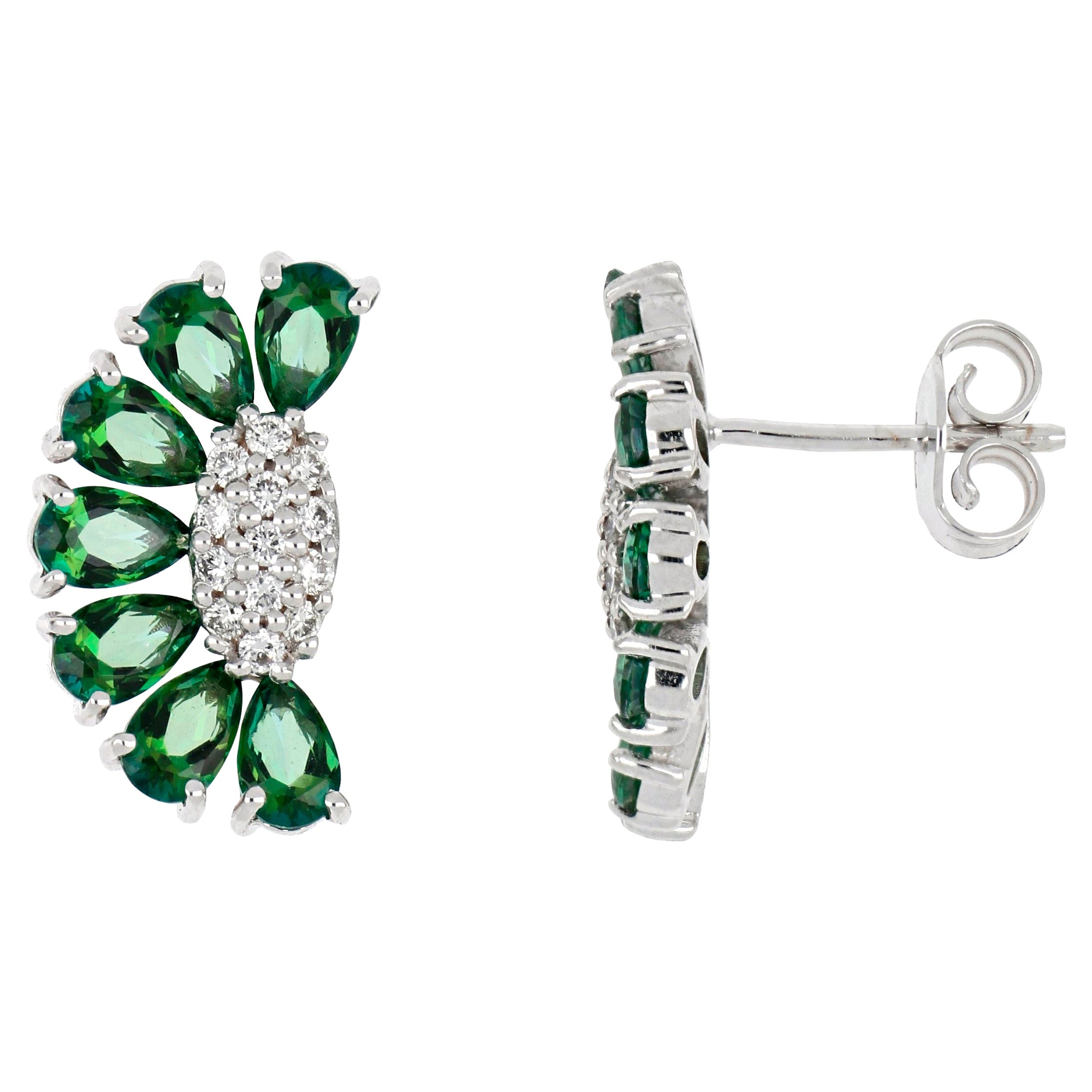 18kt Weißgold Flex-Blumen-Ohrringe mit Topas und Diamanten im Angebot