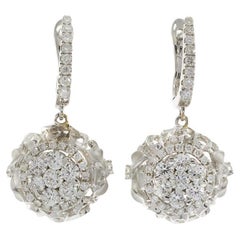 18KT White Gold Floral Diamond Drop Earrings