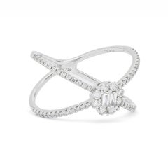 Natural Diamonds 0.40 carats 18KT White Gold Flower Cluster Split Shank Ring